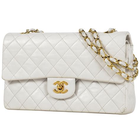 chanel white print flap bag|Chanel classic white flap bag.